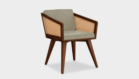 reddie-raw dining chair 57W x 60D x 74H *cm (46H seat) / Solid Reclaimed Teak Wood~Walnut / Fabric~Ambient Alpaca Jay Rattan Chair