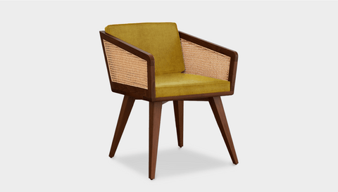 reddie-raw dining chair 57W x 60D x 74H *cm (46H seat) / Solid Reclaimed Teak Wood~Walnut / Fabric~Ambient Curry Jay Rattan Chair