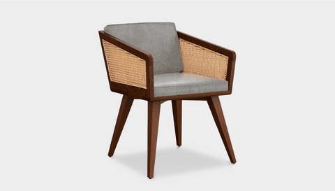 reddie-raw dining chair 57W x 60D x 74H *cm (46H seat) / Solid Reclaimed Teak Wood~Walnut / Fabric~Ambient Rabbit Jay Rattan Chair