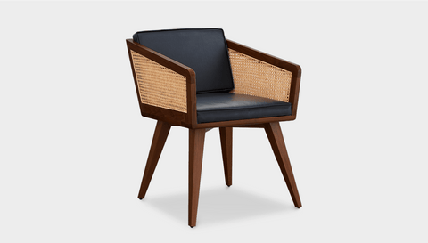 reddie-raw dining chair 57W x 60D x 74H *cm (46H seat) / Solid Reclaimed Teak Wood~Walnut / Leather~Black Jay Rattan Chair