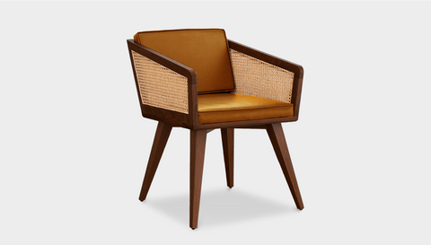 reddie-raw dining chair 57W x 60D x 74H *cm (46H seat) / Solid Reclaimed Teak Wood~Walnut / Leather~Tan Jay Rattan Chair