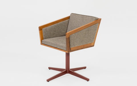 reddie-raw stool 50W x 48D x 72H *cm (45H seat height crushed) / 100% Wool Fabric~Textile 23 402 black stripe / Reclaimed Solid Teak Wood/Metal~Rust Jay Swivel Chair