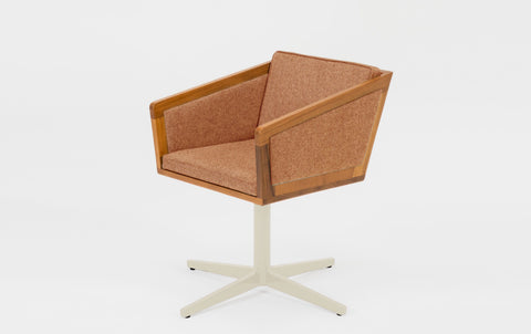 reddie-raw stool 50W x 48D x 72H *cm (45H seat height crushed) / 100% Wool Fabric~Textile 23 413  orange stripe / Metal~Cream Jay Swivel Chair