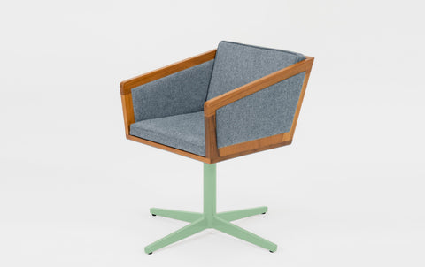 reddie-raw stool 50W x 48D x 72H *cm (45H seat height crushed) / 100% Wool Fabric~Textile 23 484 blue stripe / Metal~Green Jay Swivel Chair