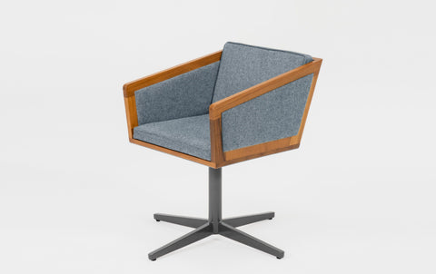 reddie-raw stool 50W x 48D x 72H *cm (45H seat height crushed) / 100% Wool Fabric~Textile 23 484 blue stripe / Metal~Grey Jay Swivel Chair