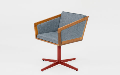 reddie-raw stool 50W x 48D x 72H *cm (45H seat height crushed) / 100% Wool Fabric~Textile 23 484 blue stripe / Metal~Red Jay Swivel Chair