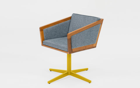 reddie-raw stool 50W x 48D x 72H *cm (45H seat height crushed) / 100% Wool Fabric~Textile 23 484 blue stripe / Metal~Yellow Jay Swivel Chair