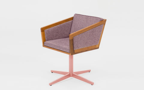 reddie-raw stool 50W x 48D x 72H *cm (45H seat height crushed) / 100% Wool Fabric~Textile 23 489 pink stripe / Metal~Pink Jay Swivel Chair