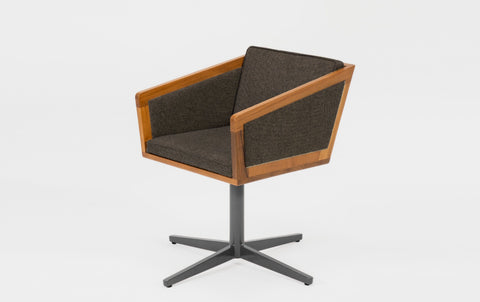 reddie-raw stool 50W x 48D x 72H *cm (45H seat height crushed) / Fabric~Davano Iron Stone / Reclaimed Solid Teak Wood/Metal~Grey Jay Swivel Chair