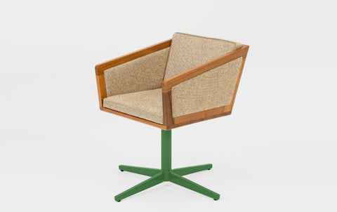 reddie-raw stool 50W x 48D x 72H *cm (45H seat height crushed) / Fabric~Davano Paper Bank / Reclaimed Solid Teak Wood/Metal~Green Jay Swivel Chair