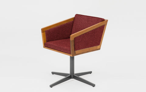 reddie-raw stool 50W x 48D x 72H *cm (45H seat height crushed) / Fabric~Davano Sangria / Reclaimed Solid Teak Wood/Metal~Grey Jay Swivel Chair