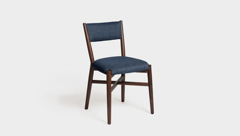 reddie-raw dining chair 46W x 49D x 82H *cm (46H seat) / Solid Reclaimed Teak Wood~Walnut / Fabric~Davano Cobalt Jepara Fabric Dining Chair