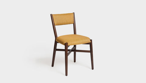 reddie-raw dining chair 46W x 49D x 82H *cm (46H seat) / Solid Reclaimed Teak Wood~Walnut / Fabric~Davano Golden Jepara Fabric Dining Chair