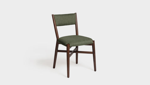 reddie-raw dining chair 46W x 49D x 82H *cm (46H seat) / Solid Reclaimed Teak Wood~Walnut / Fabric~Davano Iron Stone Jepara Fabric Dining Chair