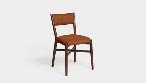 reddie-raw dining chair 46W x 49D x 82H *cm (46H seat) / Solid Reclaimed Teak Wood~Walnut / Fabric~Davano Sangria Jepara Fabric Dining Chair