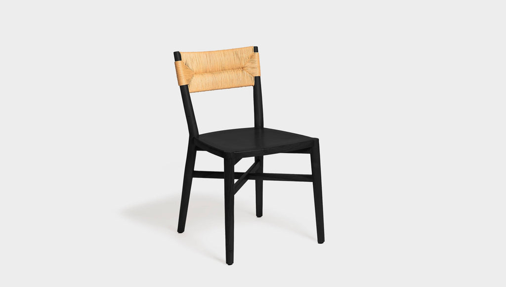 reddie-raw dining chair 46W x 49D x 82H *cm (46H seat) / Solid Reclaimed Teak Wood~Black Jepara Rope Back Dining Chair
