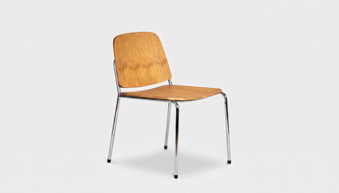 reddie-raw dining chair 52W x 57D x 79H *cm (45H seat) / Solid Reclaimed Teak Wood~Oak / Metal~Polished Stainless Steel Kami Stackable Dining Chair