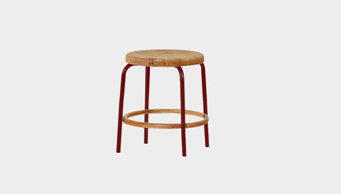 reddie-raw stool 35dia x 45H / Solid Reclaimed Teak Wood~Natural / Metal~Rust Milton Low Stool