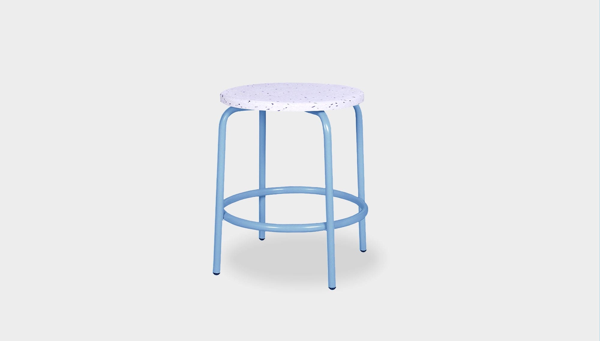 reddie-raw stool 35dia x 45H* cm / Recycled Bottle Tops~Dalmation / Metal~Blue Milton Low Stool - Recycled Plastic
