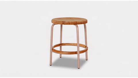 reddie-raw stool 35dia x 45H / Solid Reclaimed Teak Wood~Natural / Metal~Pink Milton Low Stool - Wood