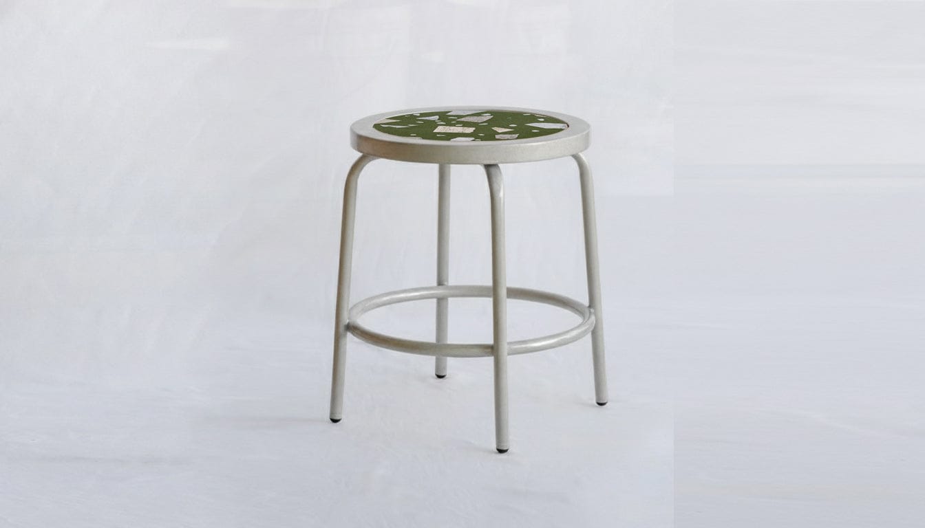 reddie-raw square side table 35W dia x 45H *cm / Collab~Green / Metal~Galvanised Milton Stool COLLAB