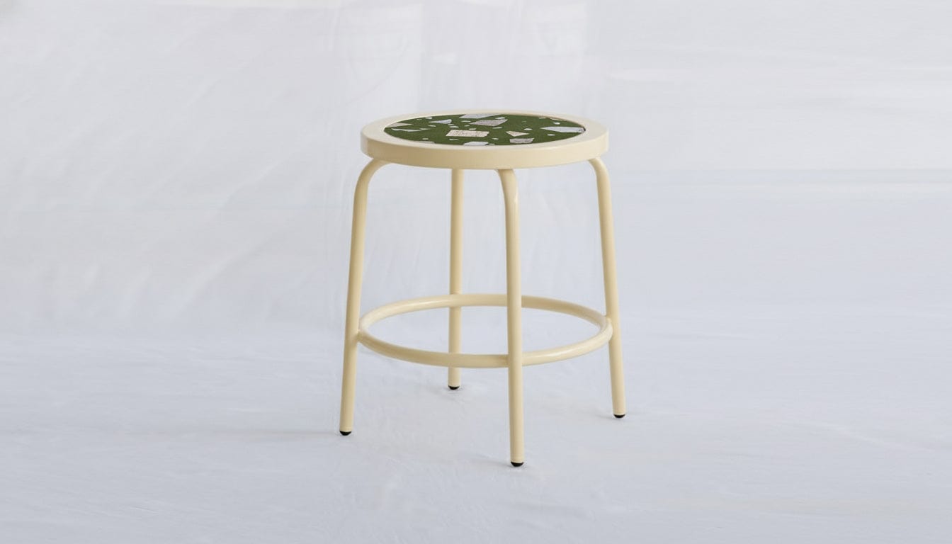 reddie-raw square side table 35W dia x 45H *cm / Collab~Green / Metal~White Milton Stool COLLAB