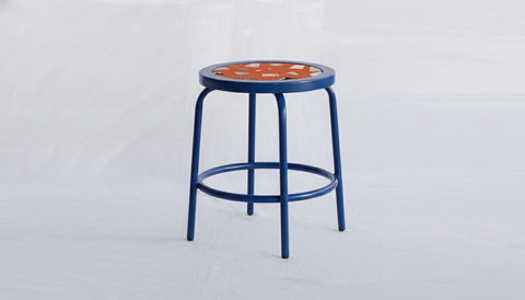 reddie-raw square side table 35W dia x 45H *cm / Collab~Pink / Metal~Navy Milton Stool COLLAB