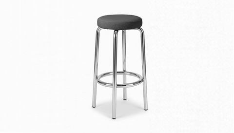 reddie-raw stool 35dia x 75H*cm / Fabric~Davano Iron Stone / Metal~Stainless Steel Milton Stool -Stainless Steel