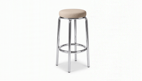 reddie-raw stool 35dia x 75H*cm / Leather~Tan / Metal~Stainless Steel Milton Stool -Stainless Steel