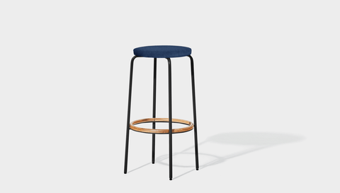 reddie-raw stool 35dia x 65H (counter height) / Fabric~Davano Cobalt / Metal~Black Milton Stool Upholstered