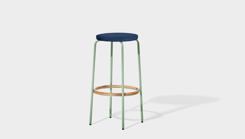 reddie-raw stool 35dia x 65H (counter height) / Fabric~Davano Cobalt / Metal~Mint Milton Stool Upholstered