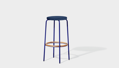 reddie-raw stool 35dia x 65H (counter height) / Fabric~Davano Cobalt / Metal~Navy Milton Stool Upholstered