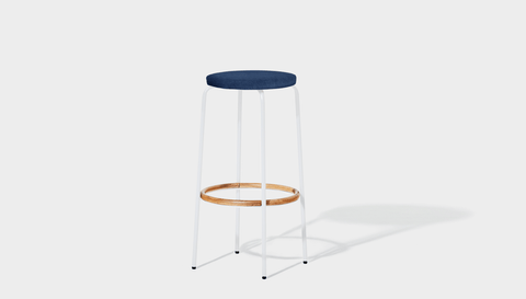 reddie-raw stool 35dia x 65H (counter height) / Fabric~Davano Cobalt / Metal~White Milton Stool Upholstered