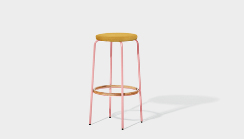 reddie-raw stool 35dia x 65H (counter height) / Fabric~Davano Golden / Metal~Pink Milton Stool Upholstered
