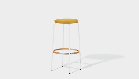reddie-raw stool 35dia x 65H (counter height) / Fabric~Davano Golden / Metal~White Milton Stool Upholstered