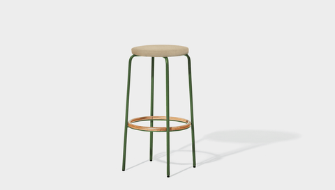 reddie-raw stool 35dia x 65H (counter height) / Fabric~Davano Paper Bank / Metal~Green Milton Stool Upholstered