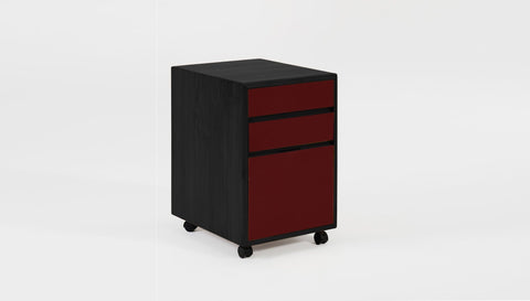 reddie-raw mobile storage 41W x 50D x 60H *cm / Solid Reclaimed Teak Wood~Black / Laminate~Spanish Brown NCW Wood Pedestal Drawers