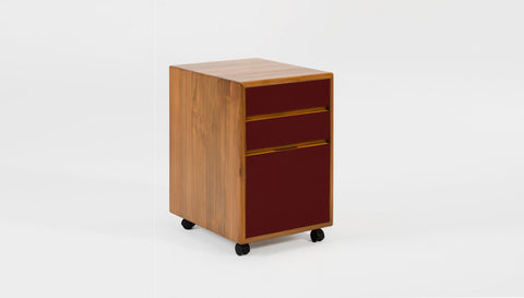 reddie-raw mobile storage 41W x 50D x 60H *cm / Solid Reclaimed Teak Wood~Natural / Laminate~Spanish Brown NCW Wood Pedestal Drawers