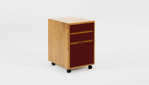 reddie-raw mobile storage 41W x 50D x 60H *cm / Solid Reclaimed Teak Wood~Oak / Laminate~Spanish Brown NCW Wood Pedestal Drawers
