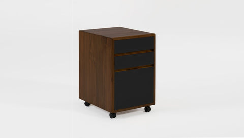 reddie-raw mobile storage 41W x 50D x 60H *cm / Solid Reclaimed Teak Wood~Walnut / Laminate~Black NCW Wood Pedestal Drawers