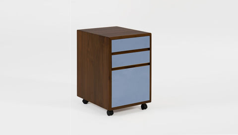 reddie-raw mobile storage 41W x 50D x 60H *cm / Solid Reclaimed Teak Wood~Walnut / Laminate~Royal Blue NCW Wood Pedestal Drawers