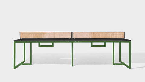 reddie-raw workstation 240W x 120D x 75H total (120x60 desk) *cm (incl. screen & tray) / Wood Veneer~Black / Metal~Green NCW Workstation *pod of 4