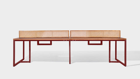 reddie-raw workstation 240W x 120D x 75H total (120x60 desk) *cm (incl. screen & tray) / Wood Veneer~Teak / Metal~Rust NCW Workstation *pod of 4