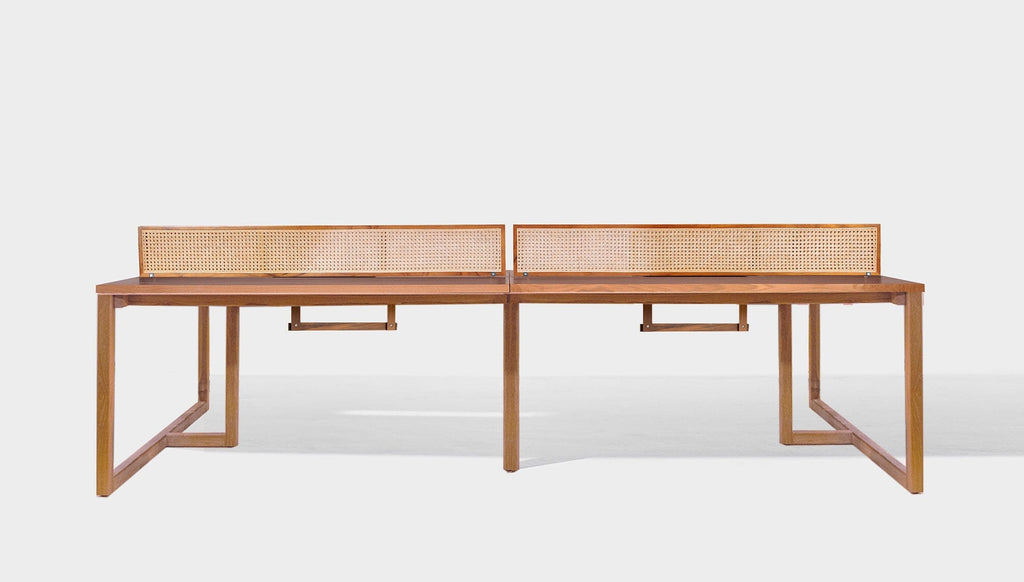 reddie-raw workstation 240W x 120D x 75H total (120x60 desk) *cm (incl. screen & tray) / Wood Veneer~Teak / Solid Reclaimed Teak Wood~Natural NCW Workstation *pod of 4