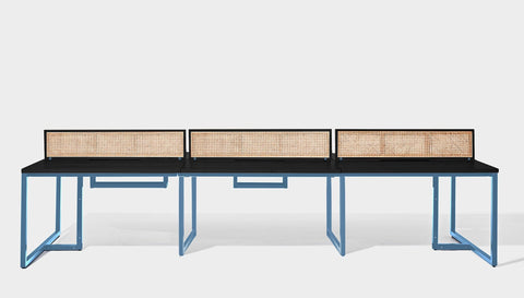 reddie-raw workstation 360W x 120D x 75H total (120x60 desk) *cm (incl. screen & tray) / Wood Veneer~Black / Metal~Blue NCW Workstation *pod of 6