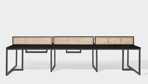 reddie-raw workstation 360W x 120D x 75H total (120x60 desk) *cm (incl. screen & tray) / Wood Veneer~Black / Metal~Grey NCW Workstation *pod of 6