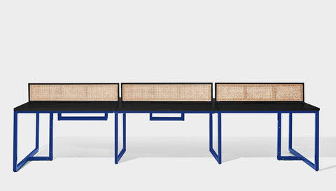 reddie-raw workstation 360W x 120D x 75H total (120x60 desk) *cm (incl. screen & tray) / Wood Veneer~Black / Metal~Navy NCW Workstation *pod of 6