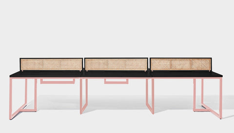 reddie-raw workstation 360W x 120D x 75H total (120x60 desk) *cm (incl. screen & tray) / Wood Veneer~Black / Metal~Pink NCW Workstation *pod of 6