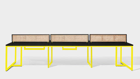 reddie-raw workstation 360W x 120D x 75H total (120x60 desk) *cm (incl. screen & tray) / Wood Veneer~Black / Metal~Yellow NCW Workstation *pod of 6