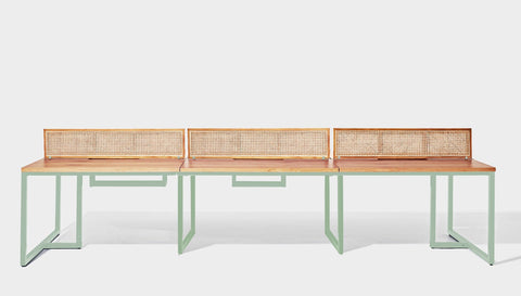 reddie-raw workstation 360W x 120D x 75H total (120x60 desk) *cm (incl. screen & tray) / Wood Veneer~Oak / Metal~Mint NCW Workstation *pod of 6